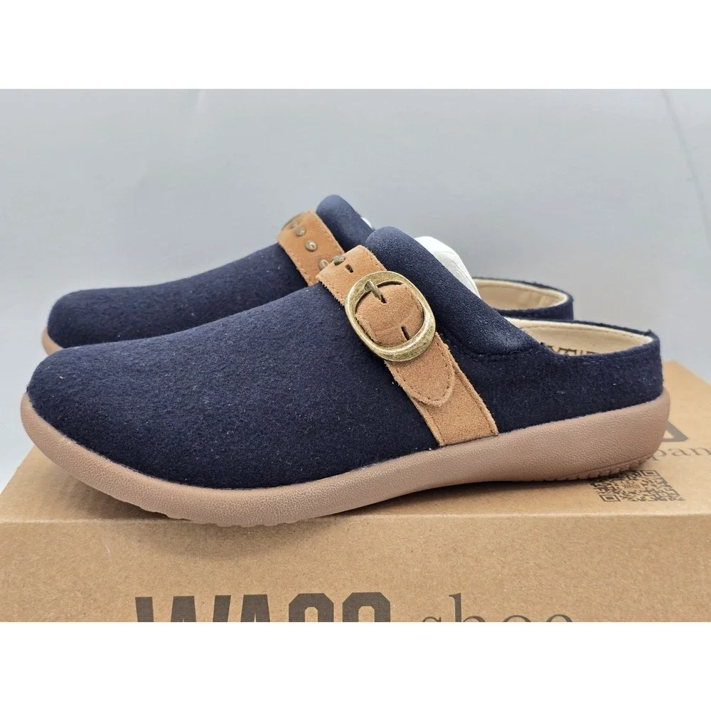 NEW Spenco Navy Blue Ashley Wool Genuine Suede‎ Orthotic Comfort Sz 6.5